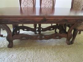 Carved Table Apron and Trestle Base