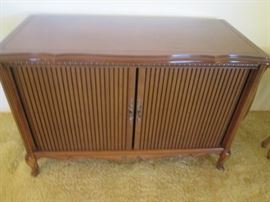 Vintage Storage Cabinet with Sliding Tambour Doors
