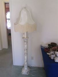 Floor Lamp with Marble Base and Fringed Shade