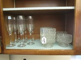 Flutes and Fostoria Frosted, Footed Glassware