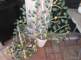 Metal Wall Art and Matching Chandelier, "Lemon Tree"