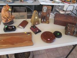 Vintage, Sculpture, Flasks and Wooden Boxes