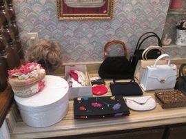 Several Wigs, Gloves and Evening Bags