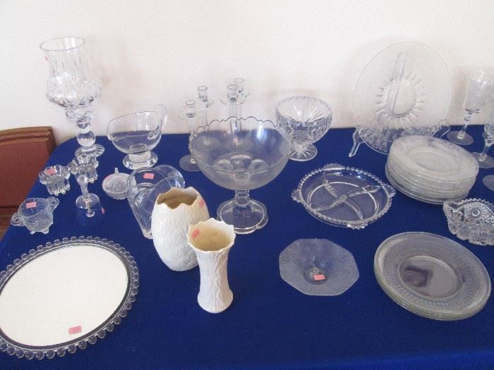 Assorted Glass Pieces, some "Fostoria" and "Candlewick"