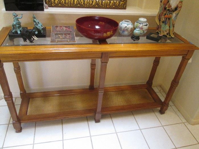 Console Table, wood and glass