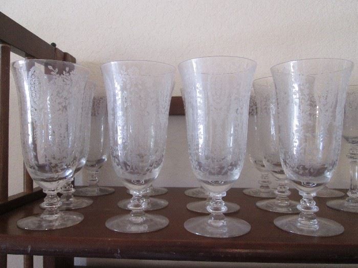Set of lovely Etched Crystal Stems by Tiffin Franciscan. Pattern:  "June Night"