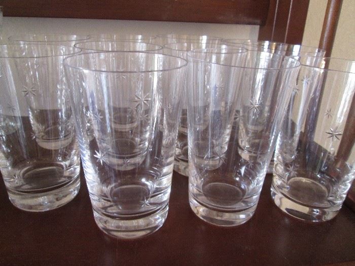 Vintage Water Glasses - star pattern MCM