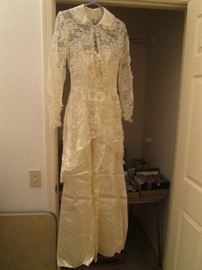 Vintage Strapless Wedding Gown with Lace Jacket
