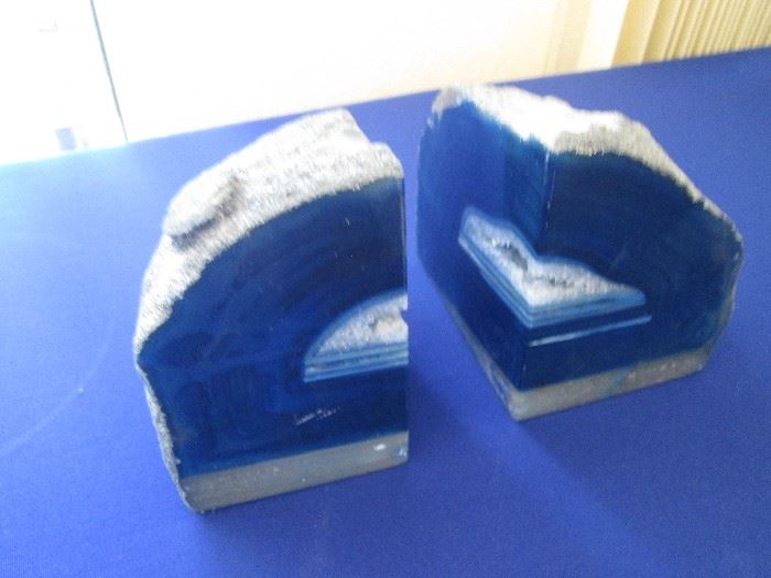 Agate Geode Blue Bookends from Brazil