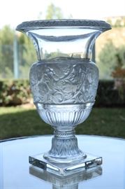 1) Lalique Versailles crystal vase - signed on the front, numbered 285 on the bottom.  
Size: 14 Inches High x 9.25 Inches Wide
Asking Price: $2,200