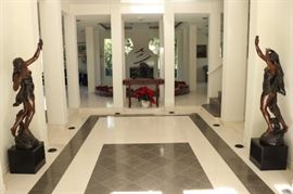 Item 14 c Pair Moreau Life Sized Bronze w Marble Stands - $25,000