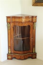 25) Antique French inlaid gilded corner Cabinet
Size: 43 Inches High x 28.5 Inches Wide x 17.5 Inches Deep
Asking Price: $1,750