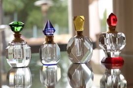 38) 4 Italian Cut Crystal Perfume Bottles
Size: 3 ¾ Inches High x 2 Inches Wide x 2 Inches Deep
Asking Price: $85 Each or $340 for all 4.