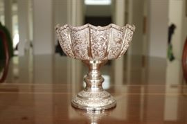 51) Tall Silver Footed Bowl
Size:  6.5 Inches High x 6.5 Inches Wide 
Asking Price: $490