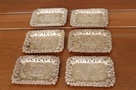 52) 6 Silver Trays
Size: 6.25 Inches Long x 4.75 Inches Wide x .25 Inches High
Asking Price: $650 for set