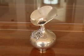 70) Small Silver jug with flower accents
Size: 6.5 Inches High x 4 Inches Wide x 4.25 Inches Deep
Asking Price: $350