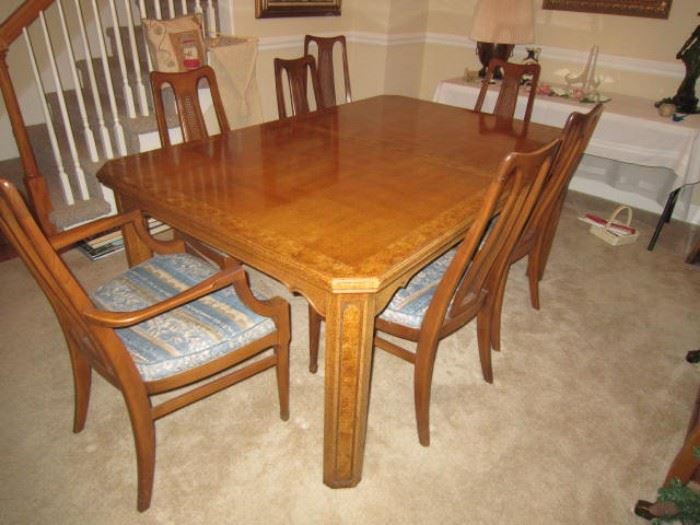Dining room table has 2 leaves & pads. Chairs sold separately