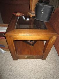 Pair of end tables with lower drawer