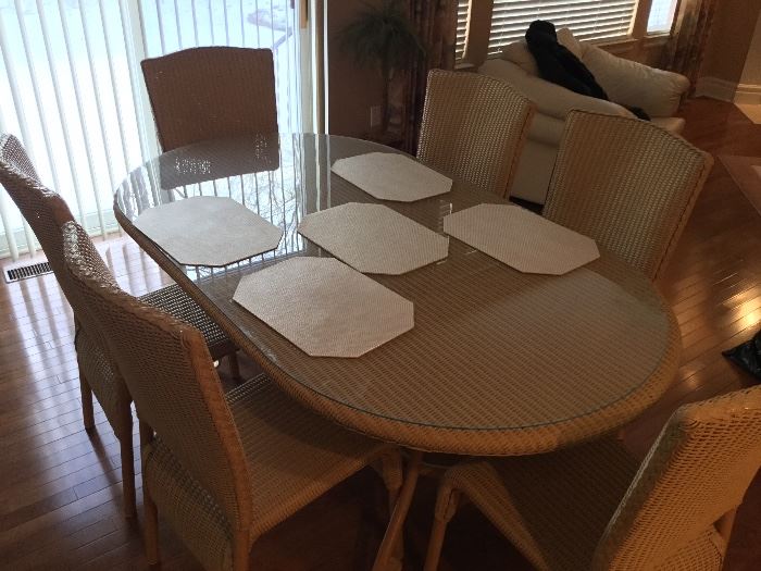 Ethan Allen wicker dining table