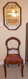 Victorian side chair, vintage mirror