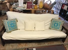 Very nice, heavy duty futon. Covers on mattress and pillows are removable and washable!