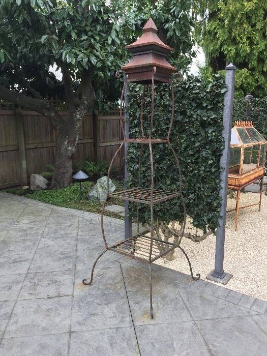 Wonderful vintage iron etagere asking $350 approximately 7ft tall