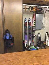 water skis and water sports gear