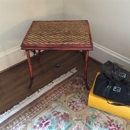 rattan and bamboo end table