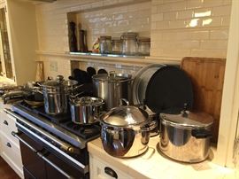 pots and pans, pizza pans and lots of glass canisters for sale