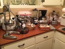 vintage pavoni espresso machine, kitchen aid mixer, capresso coffee maker, rice cooker and more
