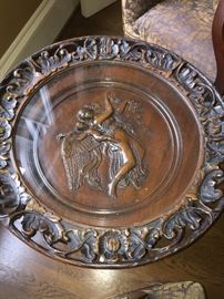 Victorian side table with glass protection for the carving 24" diameter