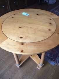 Wonderful star motif pine 36" round wood table originally $1200 asking $390 or best offer