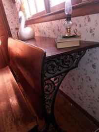 two student antique desk with ink wells