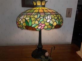 Antique Stained Glass Lamp by Miller Co.