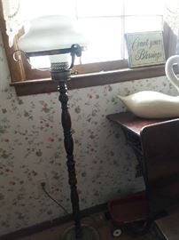 standing converted hurricane lamp