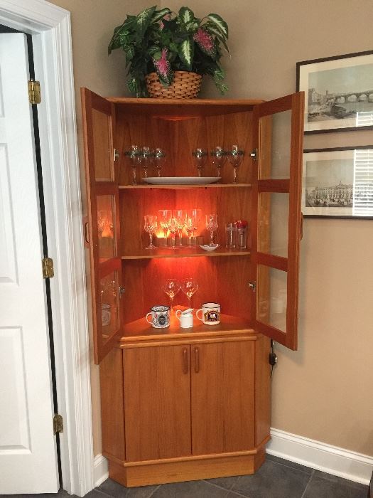 Mid-century teak Mobler, Made in Denmark, corner cabinets