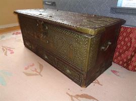 vintage trunk w/brass trim