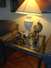 glass & metal lamp table