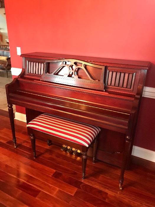 Kohler & Campell Vertical Upright Piano with Beautiful Upholstered Seat