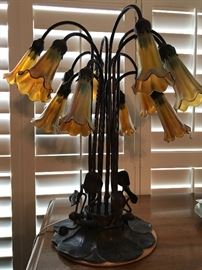 Tiffany Style 12 light lily pad lamp. Has been rewired. 