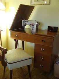 Very cool Mid Century sewing machine and chair-pristine!!