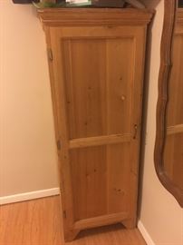 Narrow unfinished wood armoire. Stain it and make it your own!