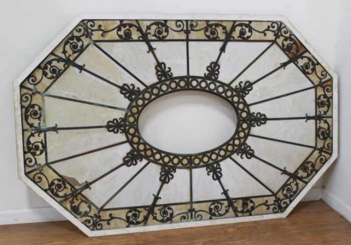 Lot 100: Octagonal Stained Glass Ceiling Mount