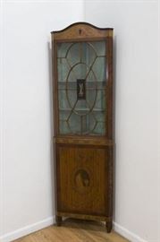 Lot 94: Adams Style Satinwood Inlaid Corner Cabinet
