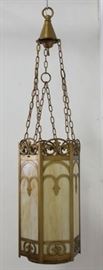 Lot 124: 6-Panel Stained Glass Art Deco Chandelier