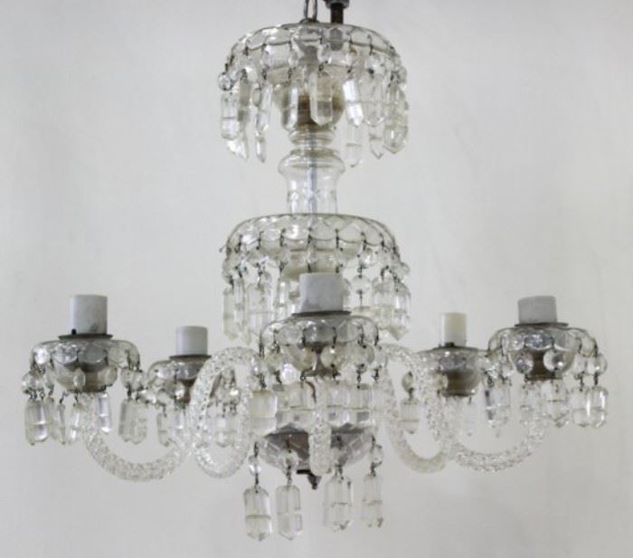 Lot 140: Victorian Style Cut & Faceted Glass Chandelier