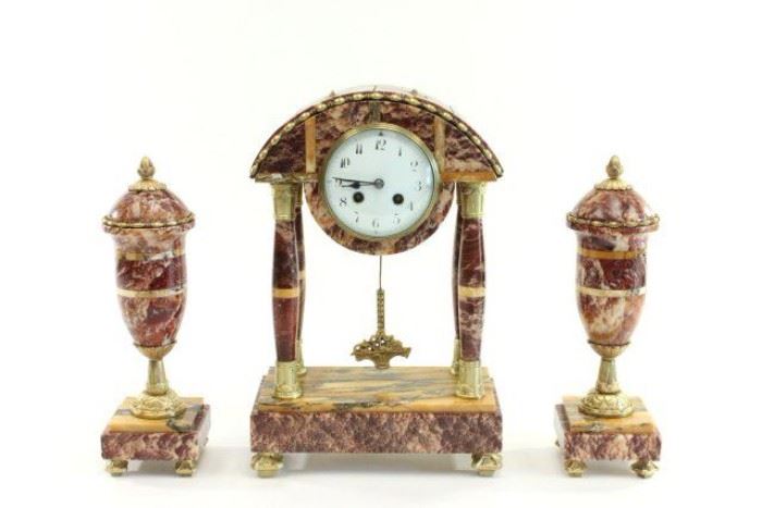 Lot 192: 19th Century French Art Deco 3-Piece Clock Set