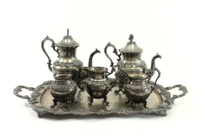 Lot 238: 6-Piece Silverplated Tea Set