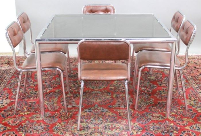 Lot 294: Mid-Century Modern Glass & Chrome Table