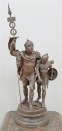 Lot 309: Spelter Statue of 2 Soldiers with Flag